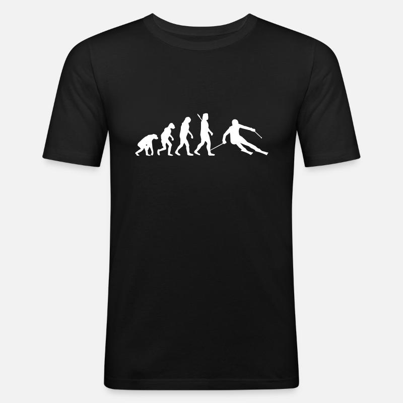 Evolution Skifahrer - Männer Slim Fit T-Shirt - Schwarz