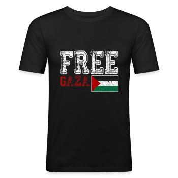 Free Gaza, Palestine Flag, Save Gaza, Palestina - Männer Slim Fit T-Shirt - Schwarz - Vorne - Nik (191cm)