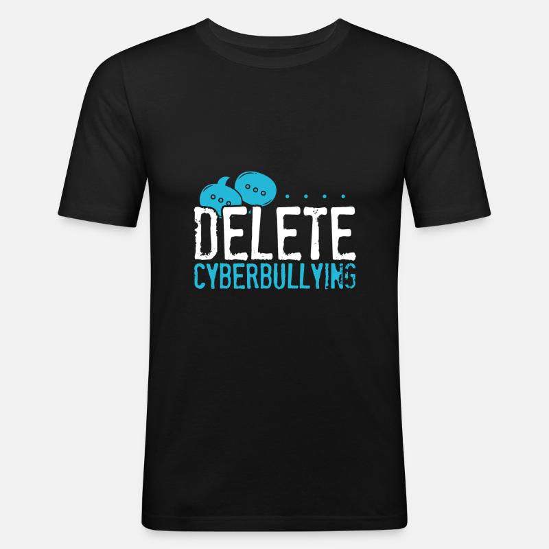 Anti-Mobbing-Geschenk Löschen Cybermobbing-Geschenk - Männer Slim Fit T-Shirt - Schwarz