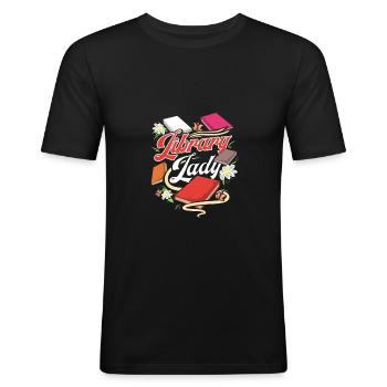 Boek Lover Gift Fun Library Lady Reader - Mannen slim fit T-shirt - zwart - Voor - Nik (191cm)