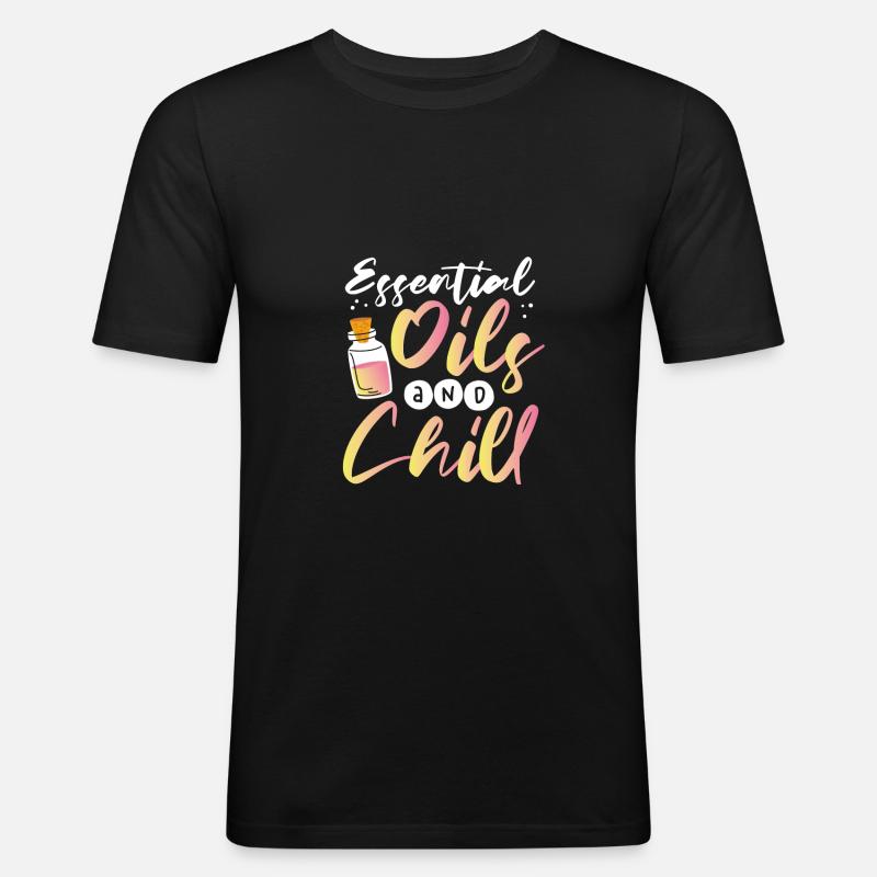 Ätherische Öle und ätherische Kälteöle - Männer Slim Fit T-Shirt - Schwarz