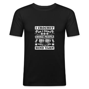 Crocheter Cadeaux Crochet Alors n’étouffez pas Poeple - T-shirt près du corps Homme - noir - Devant - Nik (191cm)
