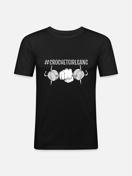Häkelmädchen Stricker - Männer Slim Fit T-Shirt - Schwarz