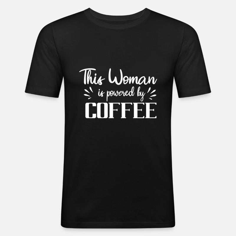 Mama mit Kaffee - Männer Slim Fit T-Shirt - Schwarz