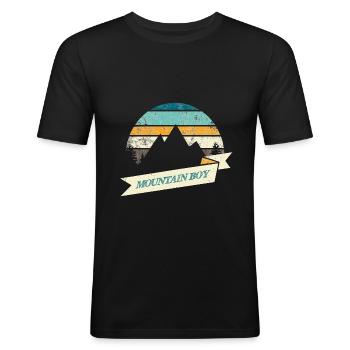Mountain Boy Berge Männer Retro Partner Shirt Fun - Männer Slim Fit T-Shirt - Schwarz - Vorne - Nik (191cm)