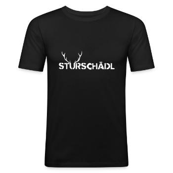 Sturschädl Dickkopf Dialekt Mundart Österreich - Männer Slim Fit T-Shirt - Schwarz - Vorne - Nik (191cm)