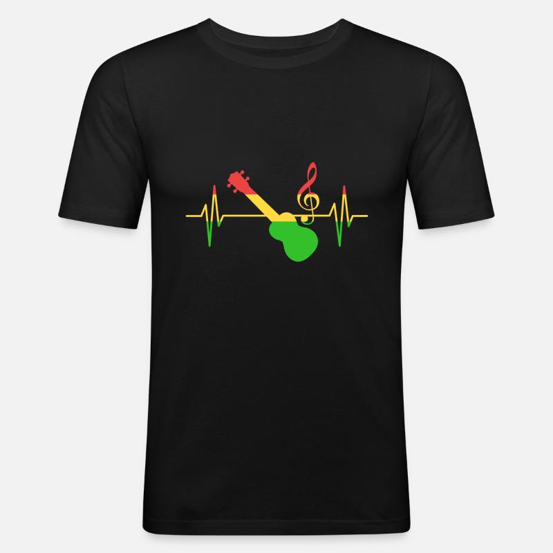 Reggae Music Pulse Musiker - Männer Slim Fit T-Shirt - Schwarz