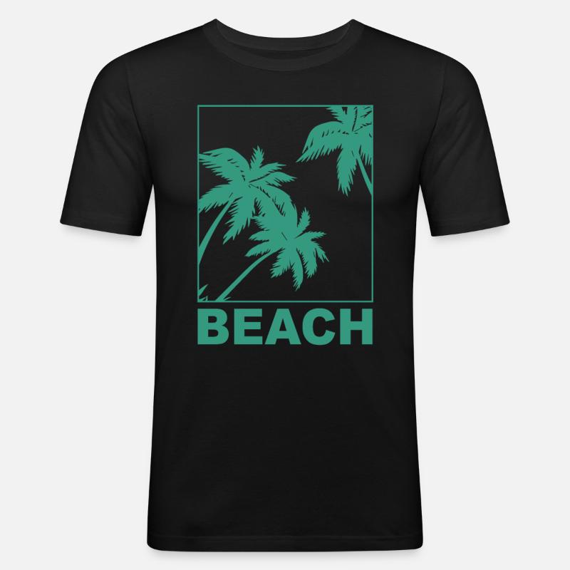 Beach Palms - Männer Slim Fit T-Shirt - Schwarz
