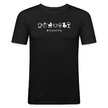 Cool Mom Life Mama Muttertag - Männer Slim Fit T-Shirt - Schwarz - Vorne - Nik (191cm)