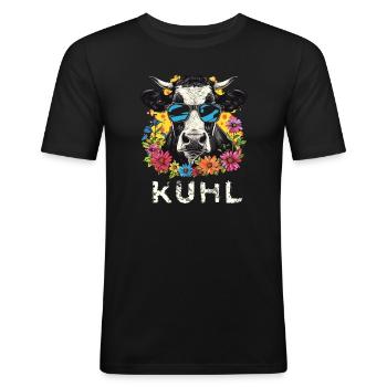 Lustige Kuh Landwirt Bauer Kuhl Landwirtschaft - Männer Slim Fit T-Shirt - Schwarz - Vorne - Nik (191cm)
