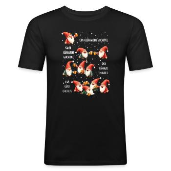 Weihnachts Wichtel Weihnachtsfeier Outfit Lustig - Männer Slim Fit T-Shirt - Schwarz - Vorne - Nik (191cm)