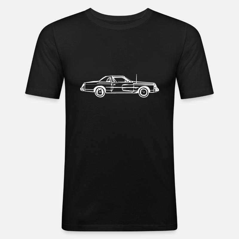 Langes Auto mit Antenne - Männer Slim Fit T-Shirt - Schwarz
