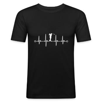 Golf Golfer Golfspieler Puls Herzschlag EKG Design - Männer Slim Fit T-Shirt - Schwarz - Vorne - Nik (191cm)