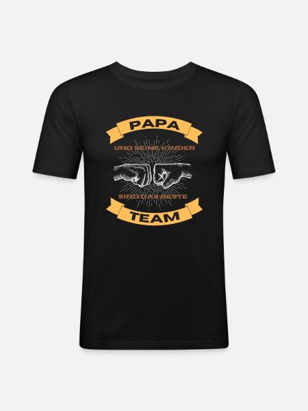 Papas Team - Männer Slim Fit T-Shirt - Schwarz