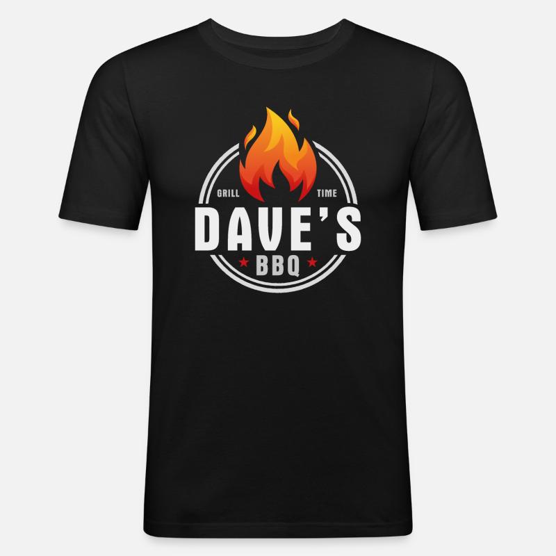 Daves BBQ - Männer Slim Fit T-Shirt - Schwarz