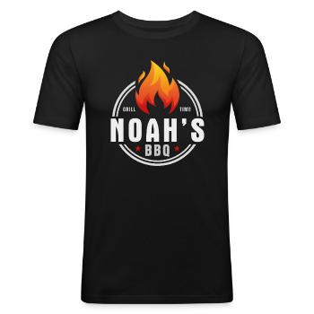 Noahs BBQ - Men's Slim Fit T-Shirt - black - Front - Nik (191cm)
