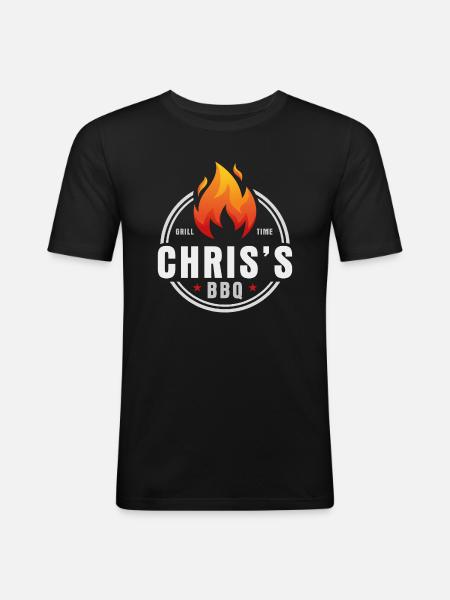 Chris' BBQ - Männer Slim Fit T-Shirt - Schwarz
