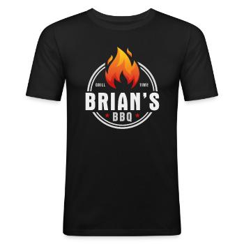 Brians BBQ - Men's Slim Fit T-Shirt - black - Front - Nik (191cm)
