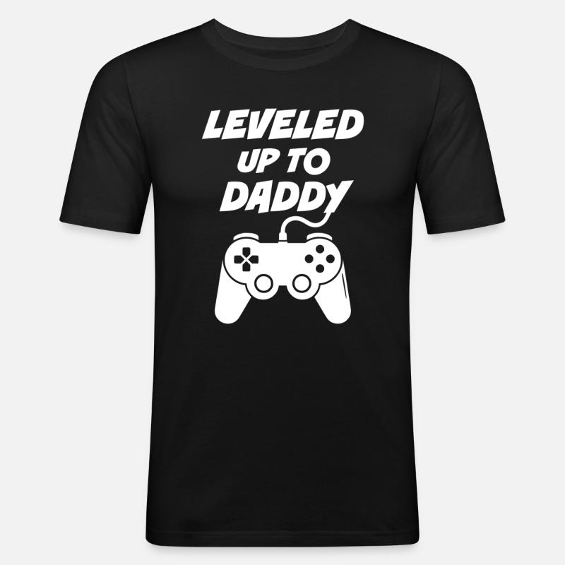 Leveled up to Daddy - Men's Slim Fit T-Shirt - black