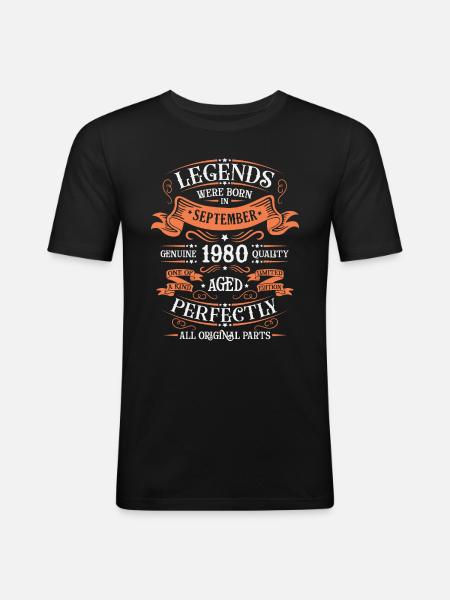 September 1980 - Männer Slim Fit T-Shirt - Schwarz