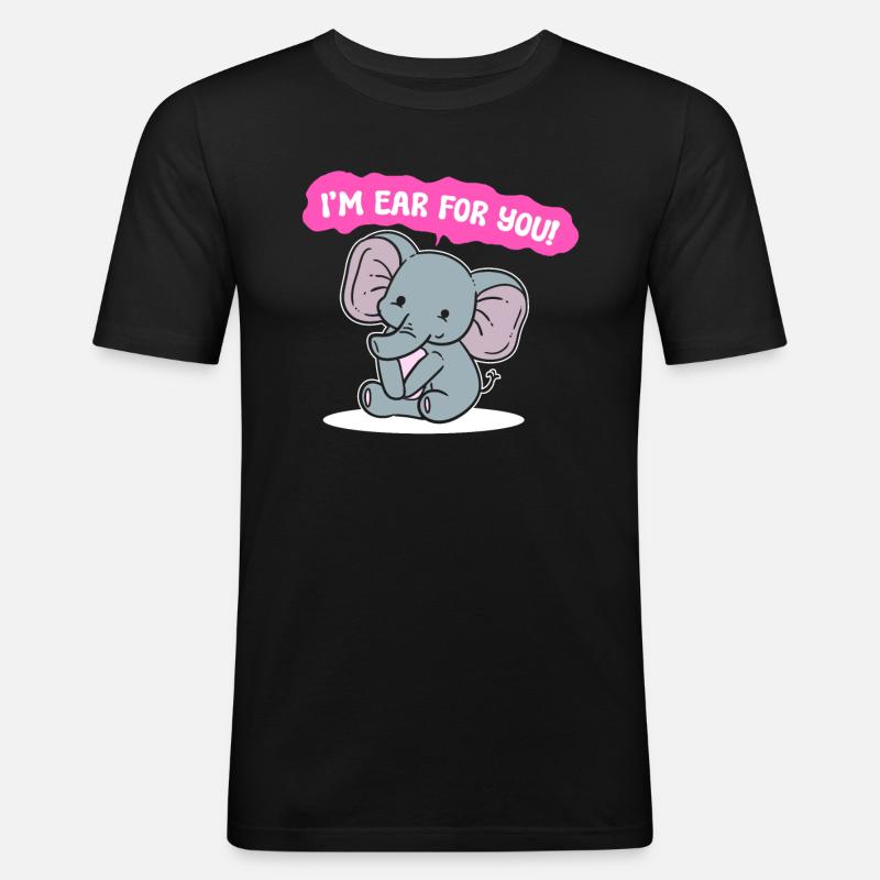 Elefant -Wortspiele Tierpfleger - Männer Slim Fit T-Shirt - Schwarz
