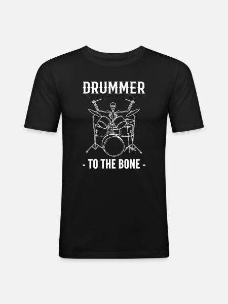 Artiste batteur squelette - T-shirt près du corps Homme - noir