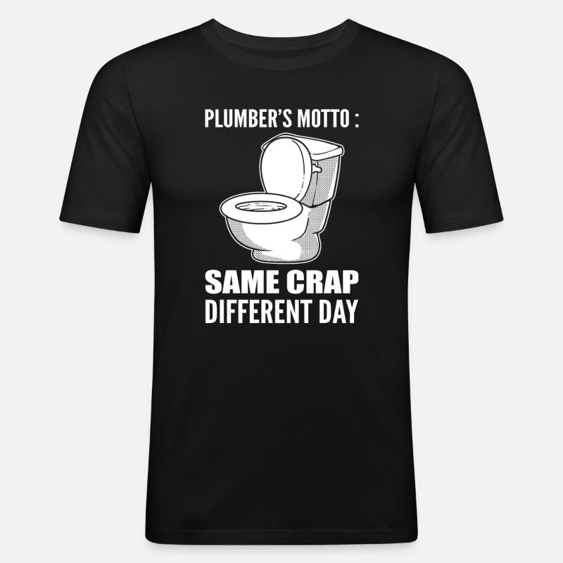 Lustiger Klempner - Männer Slim Fit T-Shirt - Schwarz