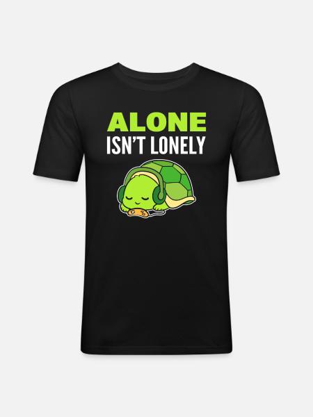 Turtle introvert music lover - Men's Slim Fit T-Shirt - black