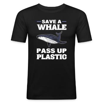 Rettet die Wale Ozeanographen - Männer Slim Fit T-Shirt - Schwarz - Vorne - Nik (191cm)