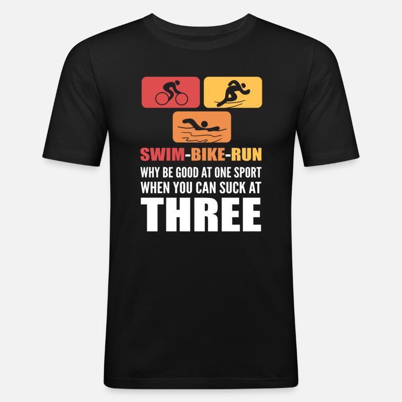 Lustiges Triothlon Design - Männer Slim Fit T-Shirt - Schwarz