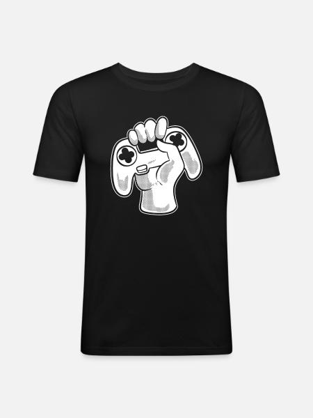 Videospiel -Controller Computerfreak - Männer Slim Fit T-Shirt - Schwarz