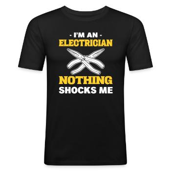 Funny Electrician Electrical Expert - Men's Slim Fit T-Shirt - black - Front - Nik (191cm)