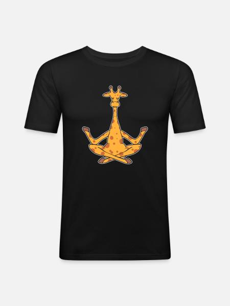 Meditationsgiraffe Yogalehrer - Männer Slim Fit T-Shirt - Schwarz