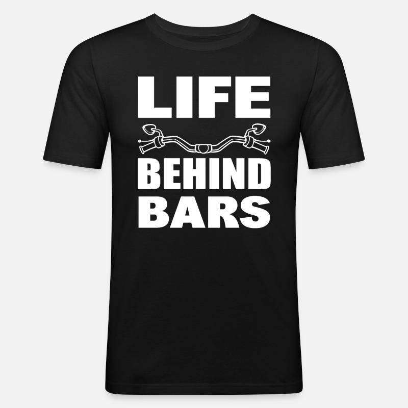 Life Behind Bars Motorradfahrer - Männer Slim Fit T-Shirt - Schwarz
