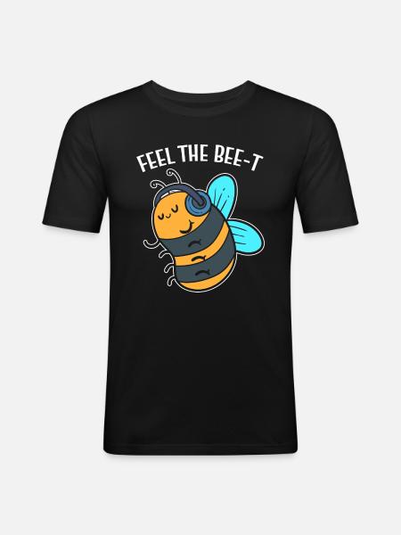 Feel The Bee-t Musiker - Männer Slim Fit T-Shirt - Schwarz