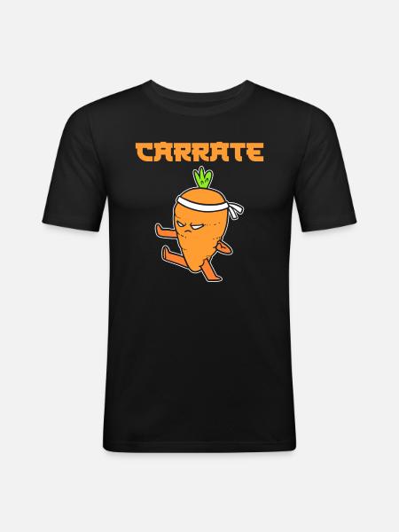Karotten Wortspiel Vegetarier - Männer Slim Fit T-Shirt - Schwarz