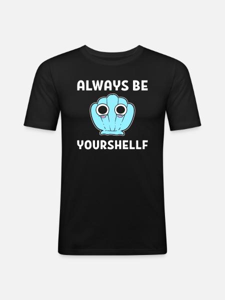 Sea Shell Pun Muschelsammler - Männer Slim Fit T-Shirt - Schwarz