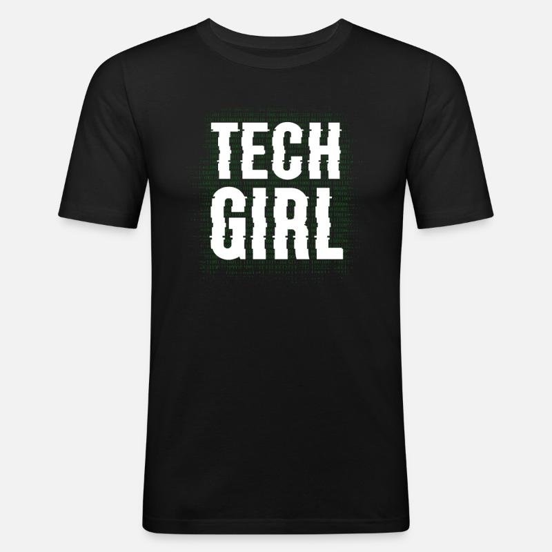 Tech Girl Programmiererin - Männer Slim Fit T-Shirt - Schwarz