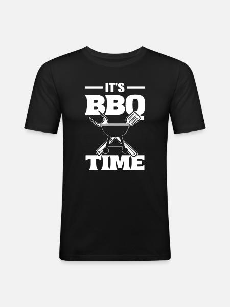 It's BBQ Time Grillliebhaber - Männer Slim Fit T-Shirt - Schwarz