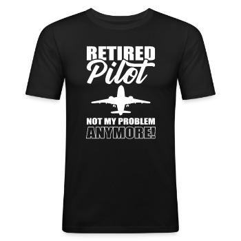 Retired Pilot Not My Problem Anymore Copilot - Männer Slim Fit T-Shirt - Schwarz - Vorne - Nik (191cm)