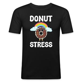 Donut Stress Donut -Liebhaber - Männer Slim Fit T-Shirt - Schwarz - Vorne - Nik (191cm)