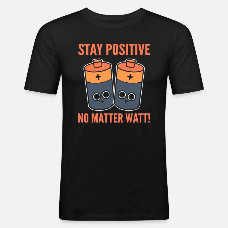 Optimistic Sayings Lineman - Männer Slim Fit T-Shirt - Schwarz