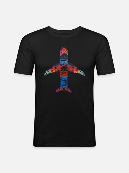Weltreisender Pilot - Männer Slim Fit T-Shirt - Schwarz