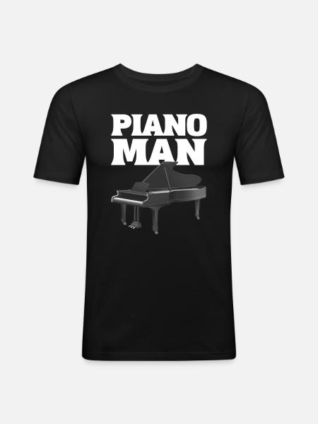 Piano Man Pianist - Männer Slim Fit T-Shirt - Schwarz
