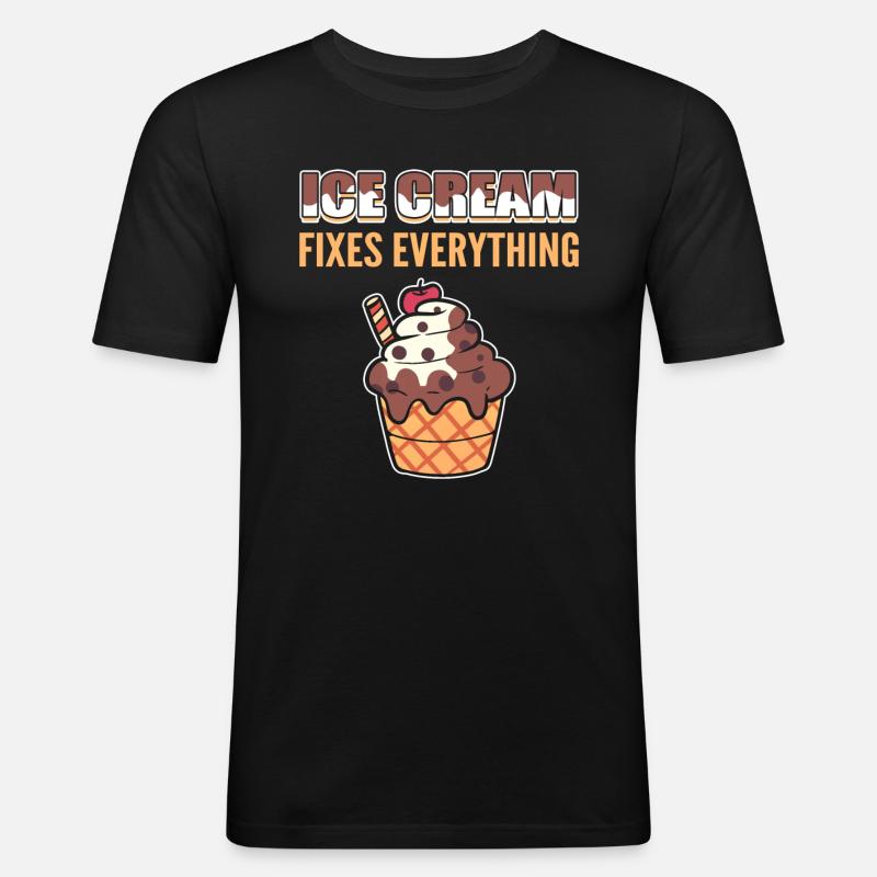 Eisliebhaber - Männer Slim Fit T-Shirt - Schwarz