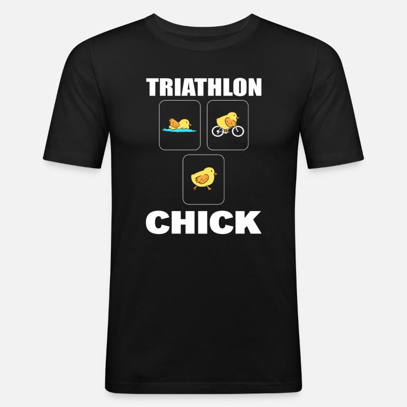Lustiger Triathlon Triathlet - Männer Slim Fit T-Shirt - Schwarz