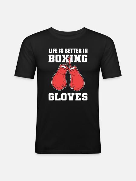 Boxhandschuhe Professioneller Kickboxer - Männer Slim Fit T-Shirt - Schwarz