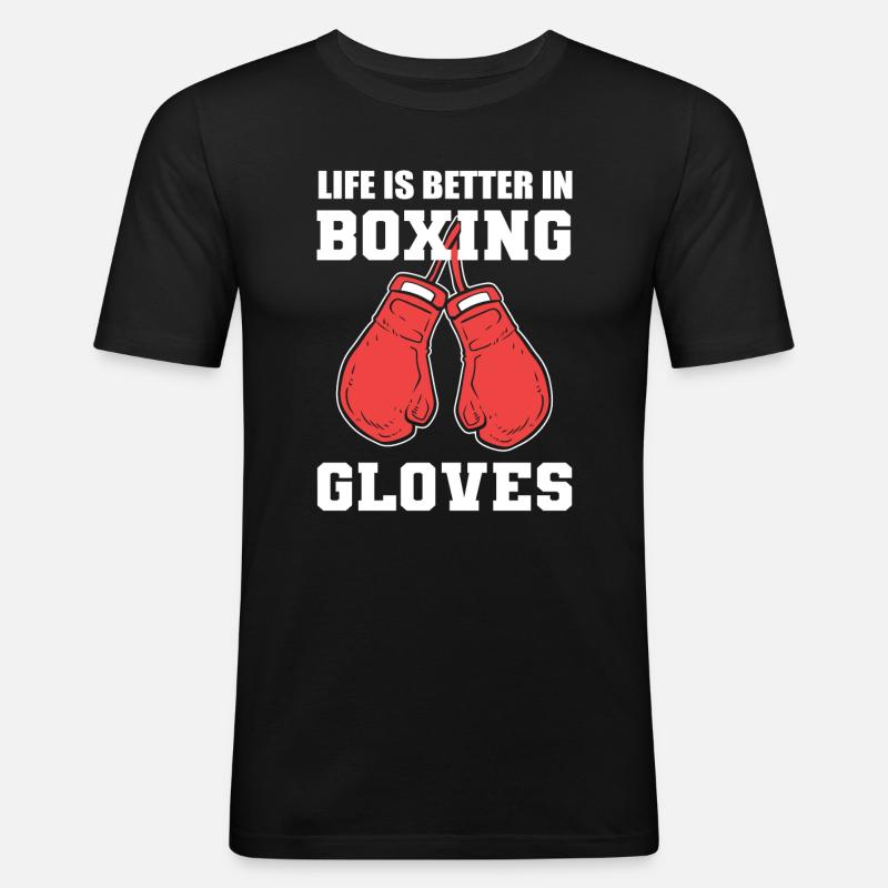Boxhandschuhe Professioneller Kickboxer - Männer Slim Fit T-Shirt - Schwarz