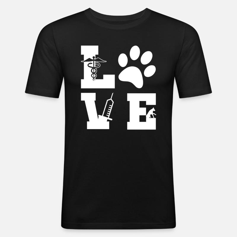 Tierliebhaber Veterinärassistent - Männer Slim Fit T-Shirt - Schwarz