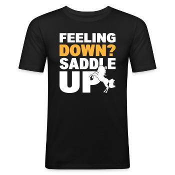 Reitreiten Reitlehrer - Männer Slim Fit T-Shirt - Schwarz - Vorne - Nik (191cm)